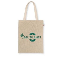 Tote bag en chanvre brodé - Tissage jacquard bicolore, coton biologique et fabrication française