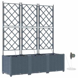 Helloshop26 - Lot de 3 cache-pots de jardin moderne avec système d'irrigation 120 x 40 x 142 cm en acier gris clair 02_0058597 - gris acier 300024067
