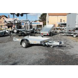Remorque plateau tous usages Humbaur HKT 182515S - Système hydraulique, pente 8 %, 1800 kg PTAC