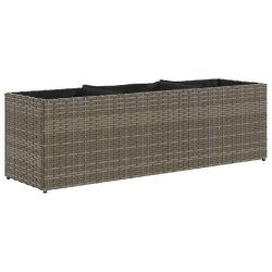 Helloshop26 - Jardinière bac lit surélevé plantes fleurs terrasse jardin avec 3 pots 105 x 30 x 32 cm résine tressée gris 02_0038085 - gris acier