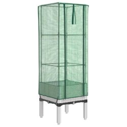 Helloshop26 - Jardinière bac lit surélevé plantes fleurs terrasse jardin surélevée avec housse aspect rotin 40 x 40 x 140 cm blanc 02_0038778 - b