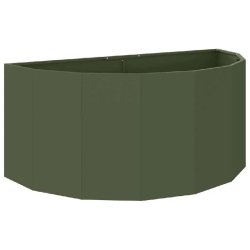 Helloshop26 - Jardinière demi-ronde moderne extérieur 120 x 60 x 50 cm esthétique chic en acier vert olive 02_0052946 - vert métal 3000237665673
