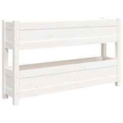Helloshop26 - Jardinière bac lit surélevé plantes fleurs terrasse jardin 112 x 25 x 66 cm bois massif de pin blanc 02_0037399 - blanc Bois massif 3