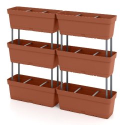Helloshop26 - Lot de 6 jardinières verticales surélevées 49 x 16 x 81 cm pour légumes et herbes moderne en PP rouge 20_0009965 20_0009965 - vert 3