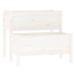 Helloshop26 - Jardinière bac lit surélevé plantes fleurs terrasse jardin 84,5 x 84 x 75 cm bois massif de pin blanc 02_0037958 - blanc Bois massif