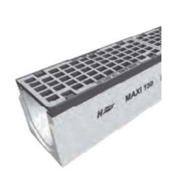 Caniveau System Maxi 150 - E 600 avec grille et longeron en fonte - 1000 mm de long - 68,8 kg