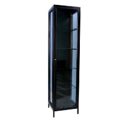Vitrine colonne Black Reflexion metal noir 4 tablettes verre 45x40x180 cm