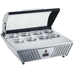 Vitrine réfrigérée en acier inoxydable - 67 L - 8 bacs GN 1/6 - Bubble Tea