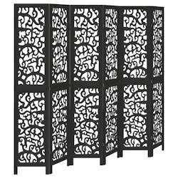 Décoshop26 - Paravent séparateur de pièce cloison 6 panneaux en bois de paulownia noir DEC031131 - noir 3000258302458