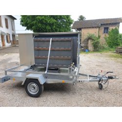 Tournebroche professionnel modèle ouvert - robuste, fiable, simple d'usage - Guinet, acier galvanisé, 48 poulets, remorque homologuée