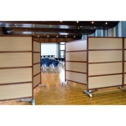 Cloisons amovibles - Ardal Multidecor - ossature hêtre massif, finition merisier, avec pieds à roulettes