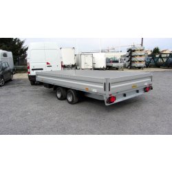 Remorque plateau Humbaur HN 204121 / HN 254121 - 2 essieux, roues surbaissées, ridelles alu, structure modulaire