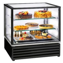 Roller Grill vitrine de comptoir réfrigérée ventilée noire, ouverture arrière, 800 mm CD 800 B - noir verre CD 800 B