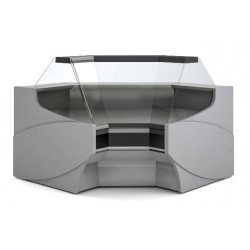 Vitrine d'angle négatif L.1405mm P.1405mm vitres droites doubles Docriluc