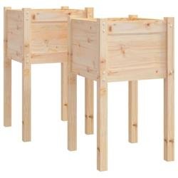 Helloshop26 - Jardinière bac lit surélevé plantes fleurs jardin terrasses d'extérieur lot de 2 40 x 40 x 70 cm bois de pin massif 02_0038899 - Boi