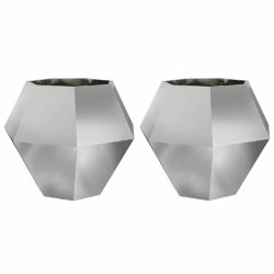 Helloshop26 - Lot de 2 jardinières rectangulaires design extérieur 100 x 100 x 80 cm en acier galvanisé argent - acier 3000237760088