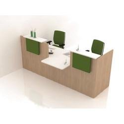 Banque d'accueil gamme Image - Mélaminé double face haute qualité - Modules personnalisables et finitions chêne clair