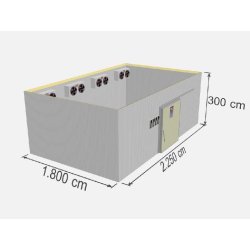Chambre froide négative industrielle TD FRZ-1215 - 1215 m3 - Panneaux sandwich 150 mm - Porte coulissante