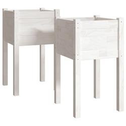 Helloshop26 - Jardinière bac lit surélevé plantes fleurs jardin terrasses d'extérieur lot de 2 40 x 40 x 70 cm bois de pin blanc 02_0038898 - blan