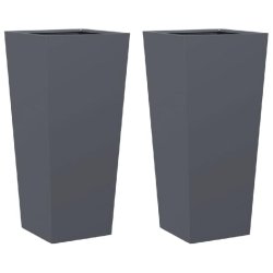 Helloshop26 - Jardinière bac lit surélevé plantes fleurs jardin terrasses lot de 2 35 x 35 x 75 cm acier anthracite 02_0038939 - acier 3000217963348