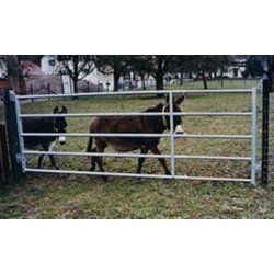 Art0076 - Barrière agricole en acier galvanisé - 2 à 3 m - extensible avec 5 lisses Ø40