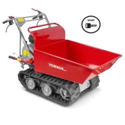 Brouette à moteur thermique à chenilles benne basculante manuelle 300KG 6,5CH 3+1R vitesses à démarrage électrique Torros MRD300E