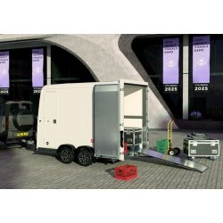 Remorque fourgon premium avec porte arrière multifonction innovante pour moto, déménagement et exposition - 2 roues - BOX VAN