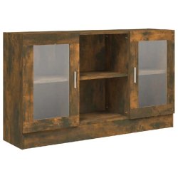 Helloshop26 - Armoire à vitrine bois d'ingénierie élégant grand espace de rangement 120 x 30,5 x 70 cm en bois chêne fumé 02_0048221 - verre 300