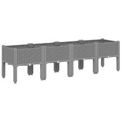 Helloshop26 - Jardinière bac lit surélevé plantes fleurs terrasse jardin avec pieds clair 160 x 40 x 42 cm PP gris 02_0038174 - gris 3000214115399