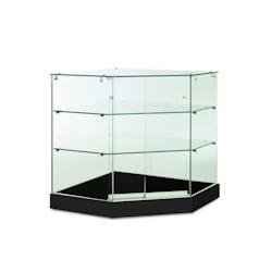 Edimeta Vitrine d'exposition en verre trempe securise modele angle noir - noir verre 222103