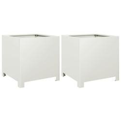 Helloshop26 - Jardinière bac lit surélevé plantes fleurs jardin terrasses lot de 2 40 x 40 x 40 cm acier blanc 02_0038950 - blanc acier 3000217980741