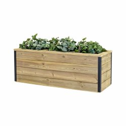 HORTALIA Jardinière en bois avec réserve d’eau Nidum 110 x 40 x 40 cm – Intérieur et extérieur - marron Bois massif N1144AL