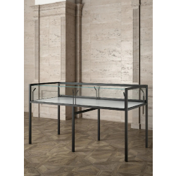 Vitrine table muséographique d'exposition MU/180FTVA - Dimensions 182x80x105 cm - Éclairage LED sur 8 tiges