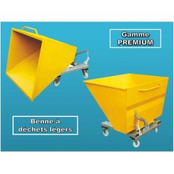 Benne à déchets légers gamme PREMIUM - BDL, acier peint 2 mm, charge utile 750 kg, plusieurs couleurs disponibles