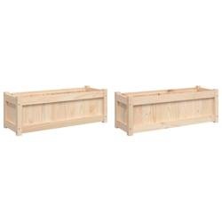 Helloshop26 - Jardinière bac lit surélevé plantes fleurs jardin terrasses lot de 2 bois de pin massif marron 02_0039045 02_0039045 - marron Bois ma