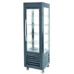 Vitrine réfrigérée PANORAMIQUE anthracite 5 grilles fixes - 600 x 630 x 1850 mm - 360 LT - 430 W - 230V/1/50HZ