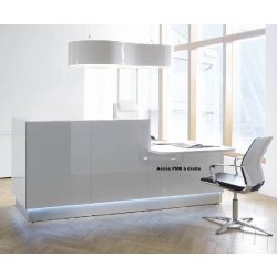 Banque d'accueil lumineuse droite série Linea avec accès PMR - MDD - Blanc
