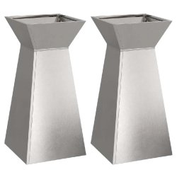Helloshop26 - Lot de 2 jardinières à pilier contemporain extérieur 35 x 35 x 73 cm en métal argent 02_0052405 - métal 3000237401868