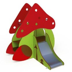 Champignon toboggan 480 - pour enfants de 1 à 6 ans - avec cabane, toboggan, mur d'escalade et escaliers
