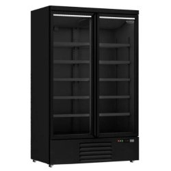 Vitrine réfrigérée 2 portes en verre noir JDE-1000R BL - 1000 L - 179 kg - Refroidissement forcé