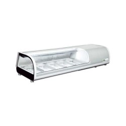 Vitrine réfrigérée à poser 5 bacs GN 1/3 - Vitre incurvée, éclairage LED, système de refroidissement direct - Référence RTS-52L