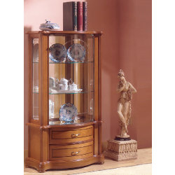 Vitrine en bois DV29VA - merisier - structure en bois et verre trempé avec tiroirs et tablettes réglables