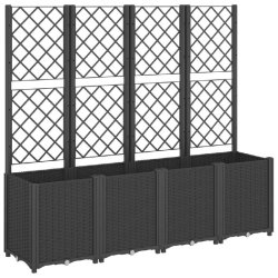 Helloshop26 - Jardinière bac lit surélevé plantes fleurs terrasse jardin avec treillis 160 x 40 x 140 cm PP noir 02_0038265 - noir 3000214202594