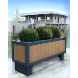 Jardinière en polyéthylène rectangle - monobloc double peau avec 3 paniers de culture - LED nomade sans fil