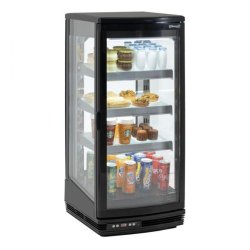 Mini vitrine ventilée positive 93 Litres, 2 portes battantes vitrées, noire, 200 W, 220 V - MONO
