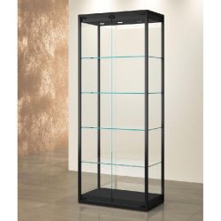 Vitrine T-Métal colonne 75x45xH190cm 3 spots LED - noir