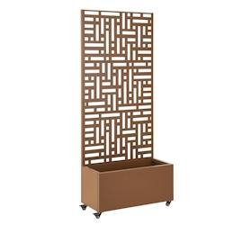Helloshop26 - Jardinière bac à plante fleur brise-vue acier galvanisé 190 x 82 x 38 cm marron 03_0009498 - marron acier 3000224727865