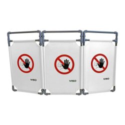 Barrière d'intervention 3 panneaux PVC ou Inox 304 - 1000 / PVC / Blanc logo entrée interdite