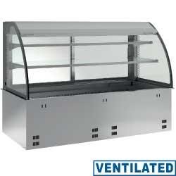 Élément cuve et vitrine réfrigérée ventilée - 2 niveaux ouverts avec rideau - 4x GN 1/1 - DPA/RVA215-S (sans unité hermétique)
