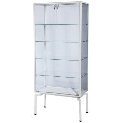 Vitrine cadre alu blanc 80x40x180cm - tablettes réglables - serrure - Gamme Design aluminium blanchi